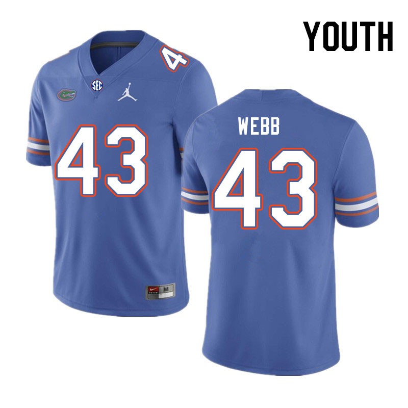 Youth #43 Curran Webb Florida Gators College Football Jerseys Stitched-Royal - Click Image to Close